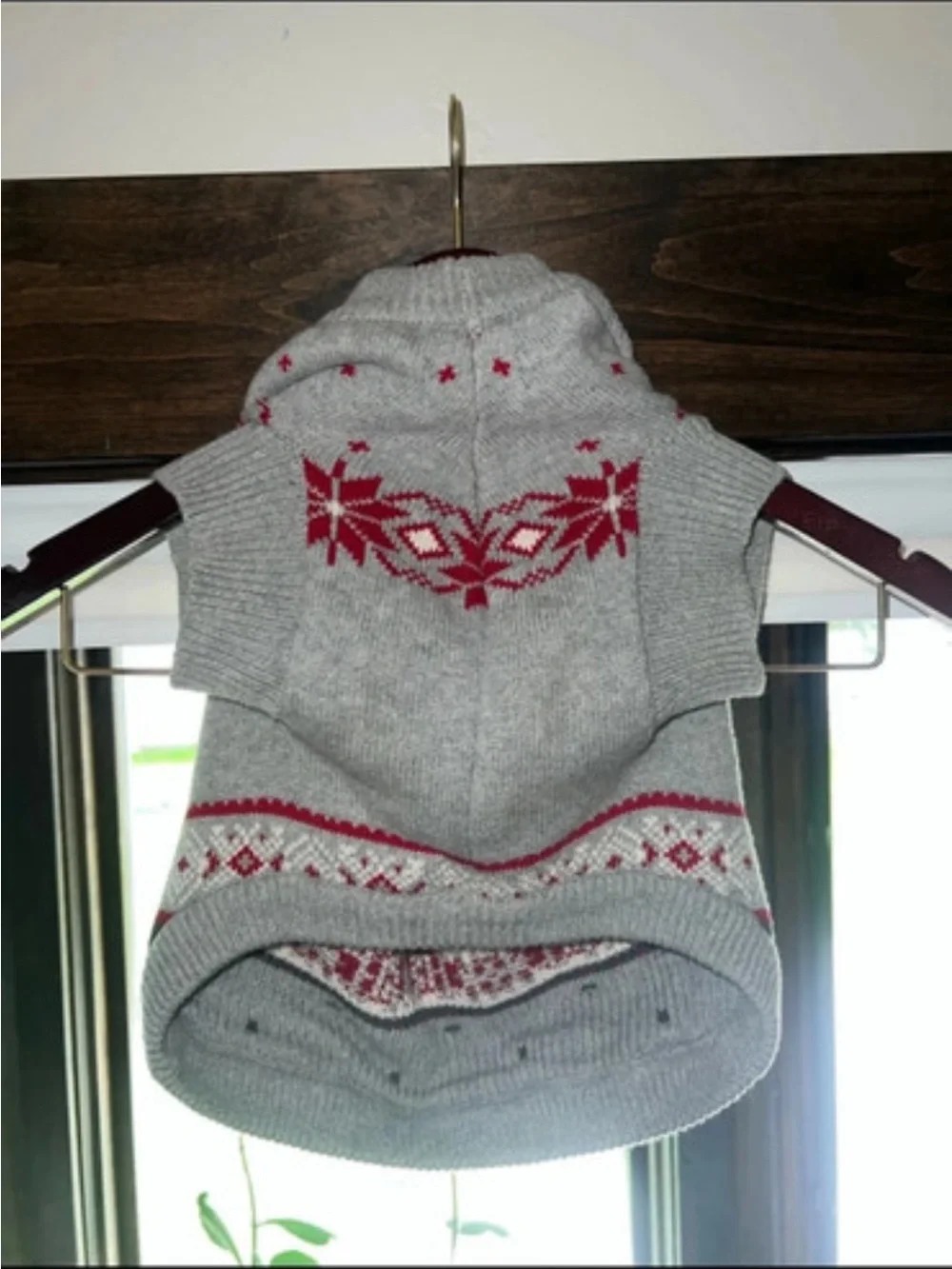 Ralph Lauren Chaps Grey Holiday Reindeer Dog Sweater Size Medium